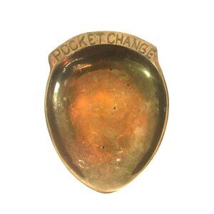 Vintage Brass Pocket Change Tray Made In India 4.5 X 3.5 Oval Shape Coin Holder
